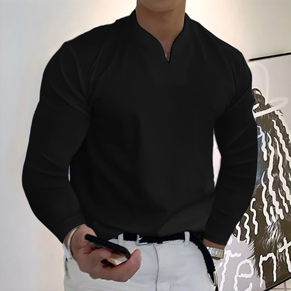 👔🔥【40-120 kg】2026 Jesienna męska koszulka polo z długim rękawem z czystej bawełny i dekoltem w serek ✅️Drugi produkt w połowie ceny