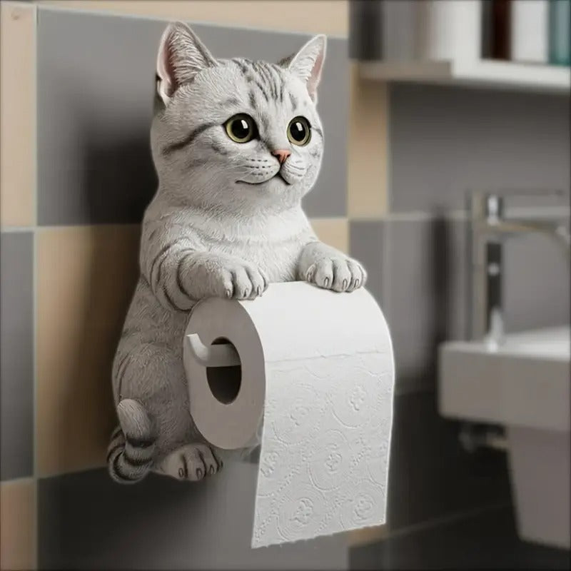 🐱【Nowość】Uroczy uchwyt na papier toaletowy z motywem kota, ścienny uchwyt na papier toaletowy, uroczy kotek, przechowywanie papieru toaletowego