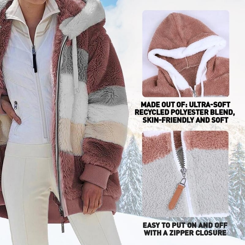 ❄️[S-5XL] 2025 nowa damska kurtka w grube, pluszowe kontrastowe paski